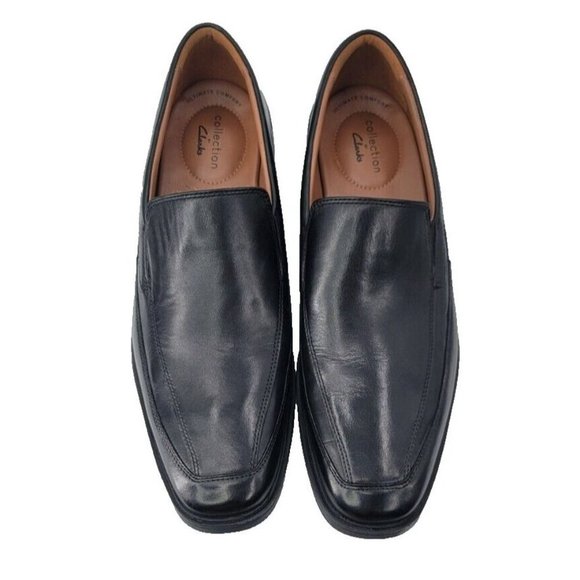 Clarks Mens Black Shoes Loafers Size 11.5 Wide Dress Shoes Work 11 1/2 Slip On main image 11